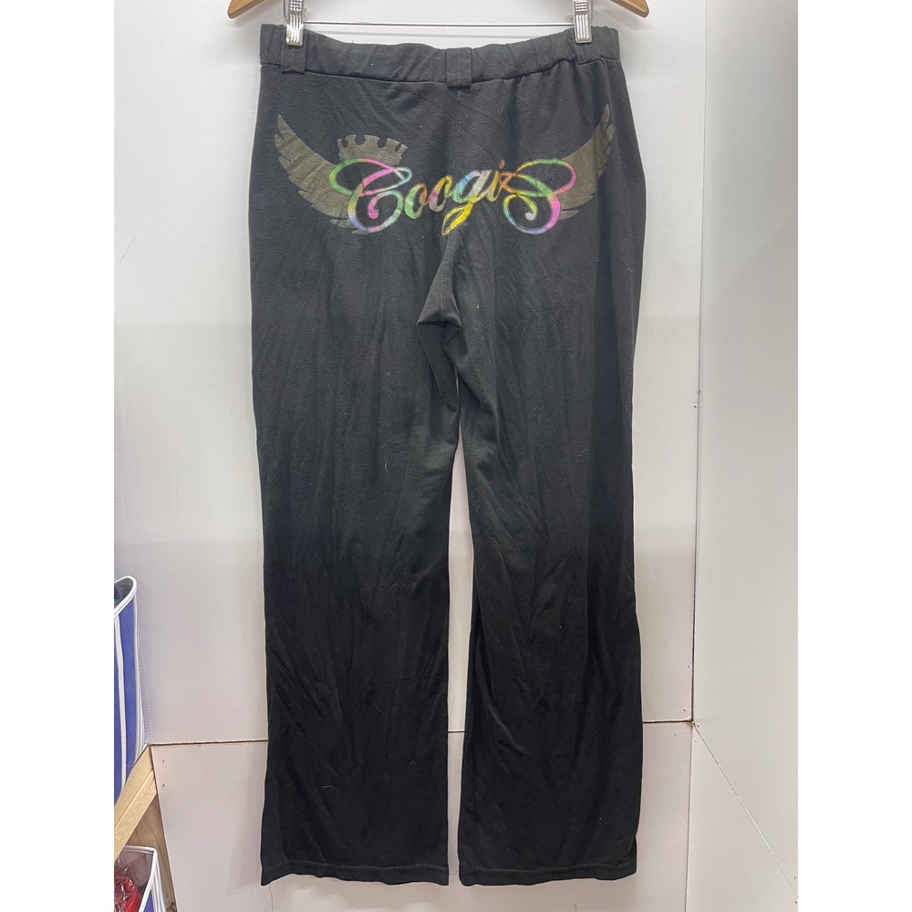 Coogi Black Rainbow Foil Logo Winged Crown Sweatpants Wide Leg L Vintage 90's